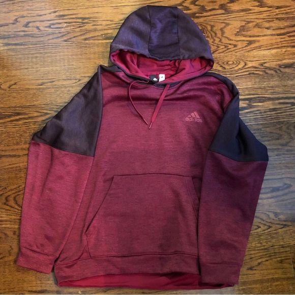 ADIDAS Mens CLIMAWARM Wine Sweatshirt Grey Blue Hoodie, Chest Logo Sz XL - Picture 7 of 7